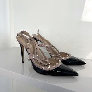 VALENTINO high heel Patent Leather T-Strap Pumps